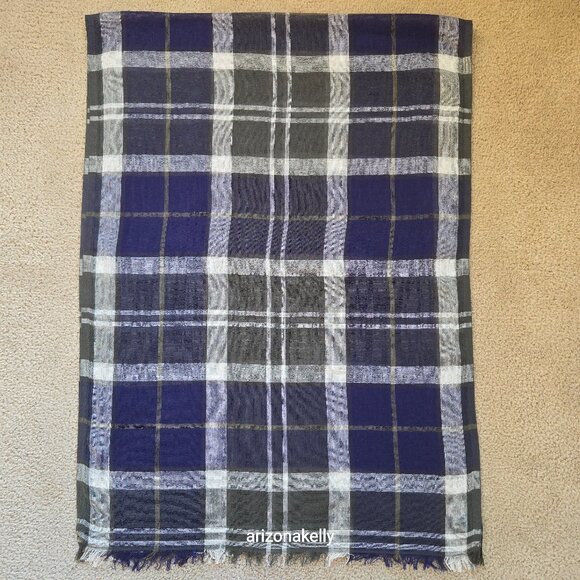 Barbour Accessories - NWOT Barbour Linen/Cotton Plaid Scarf Lightweight Preppy